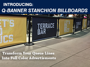 Q-Banner Custom Retractable Belt Stanchion from the Tamis Corporation